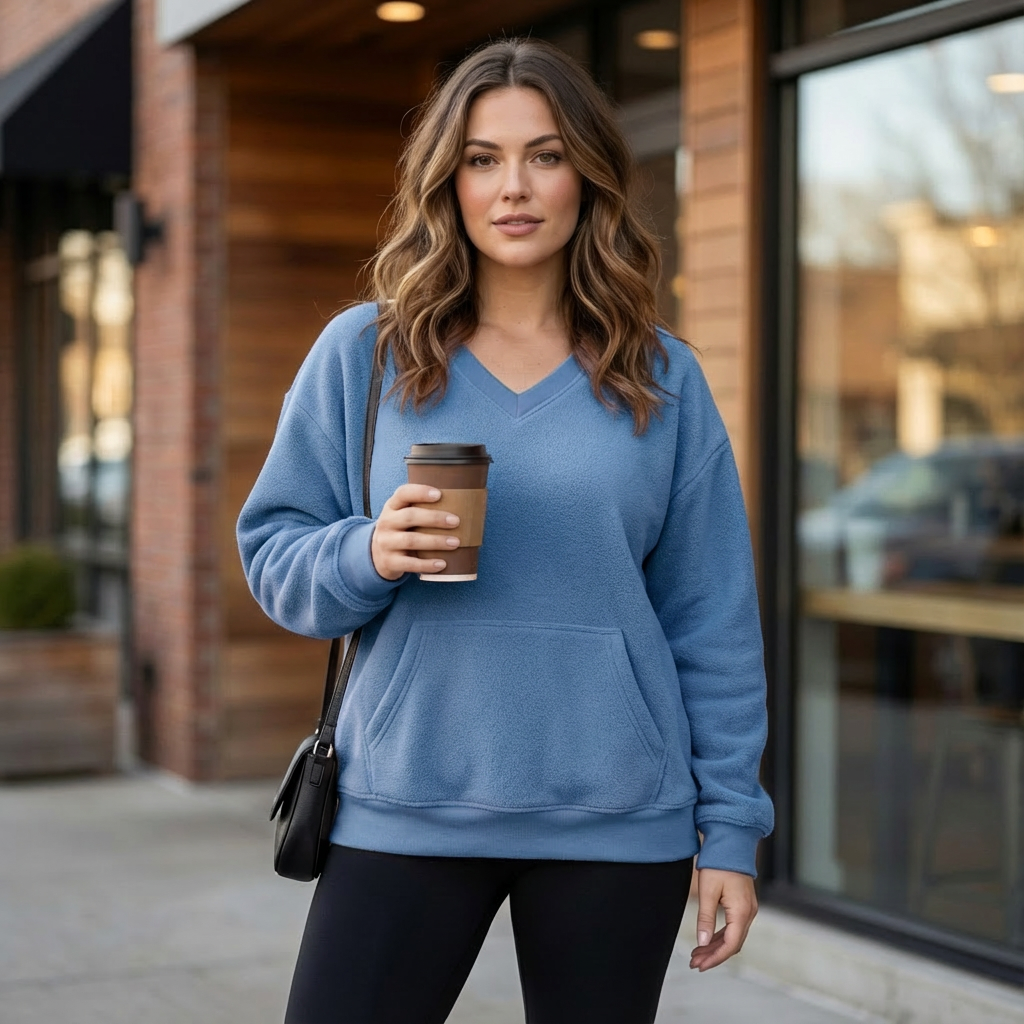 Hoodless V-Neck Sweatshirt