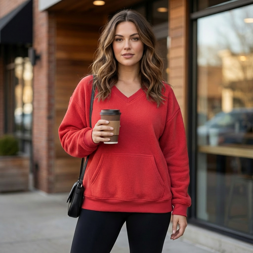 Hoodless V-Neck Sweatshirt