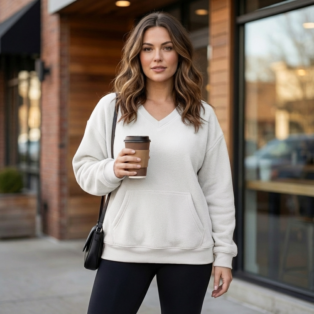 Hoodless V-Neck Sweatshirt